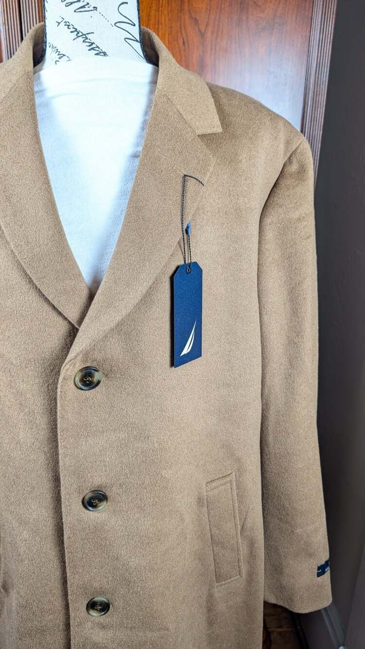 Nautica Men's Camel Wool blend Trench Coat 42R - Picture 3 of 7